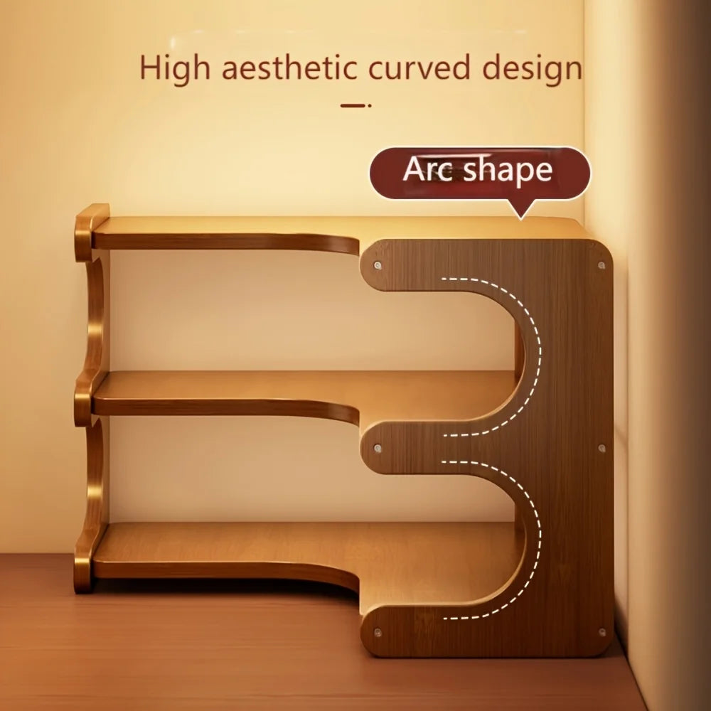 Multi-Tier Bamboo Corner Desk Shelf Space Saver for Home Office