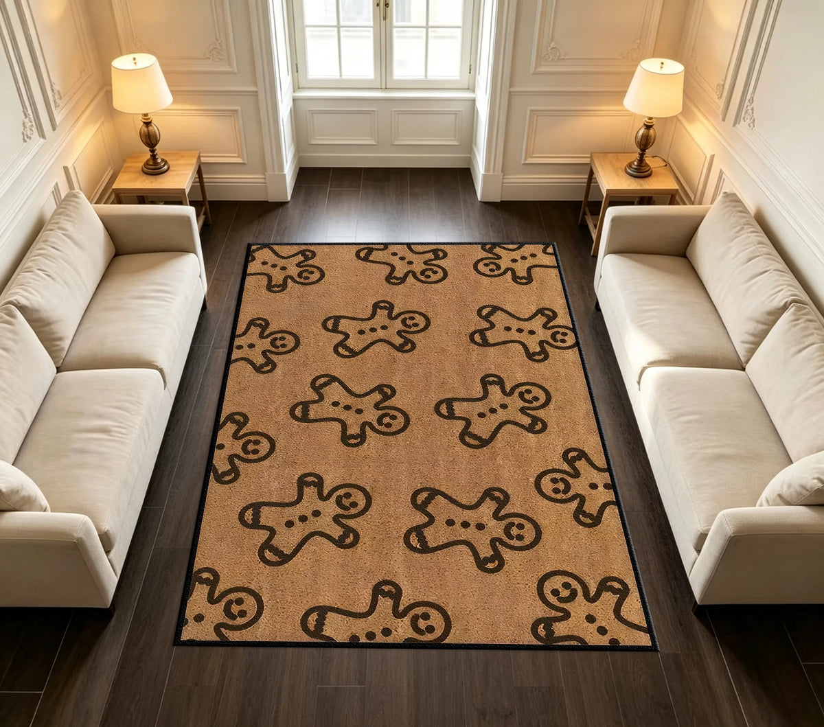 Gingerbread Man Cookie Christmas Festive Home Decor Area Rug