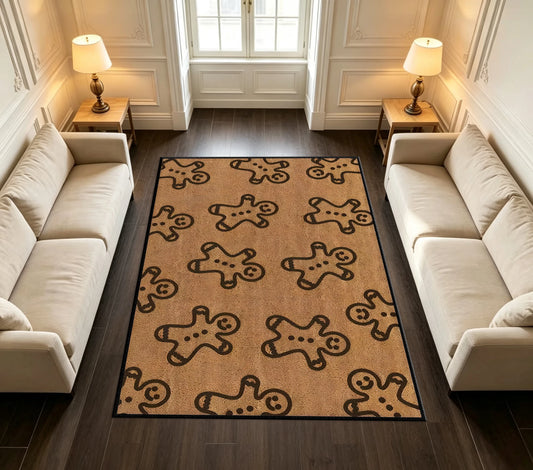 Gingerbread Man Cookie Christmas Festive Home Decor Area Rug