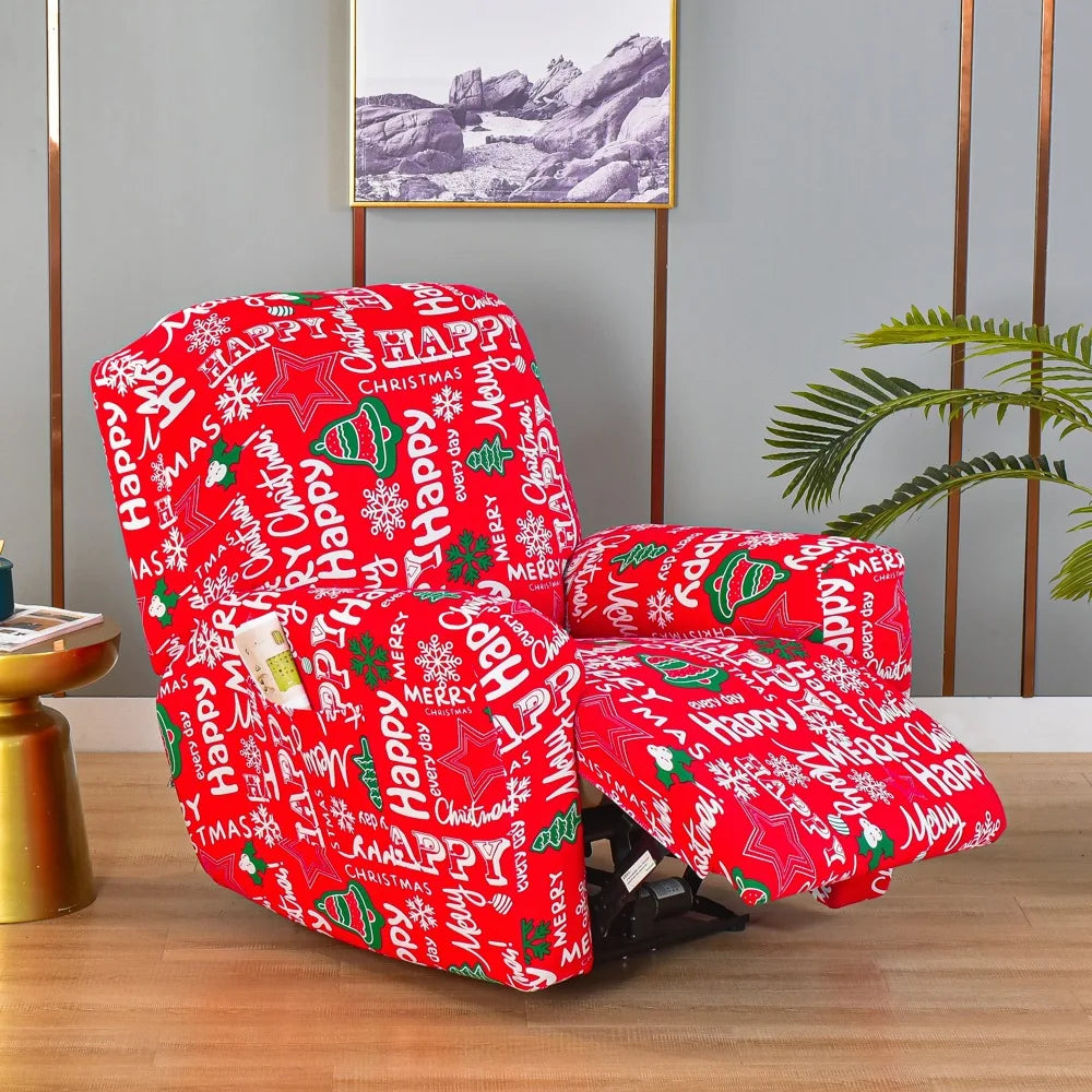 All-Inclusive Recliner Slipcover With Pockets 4-Piece