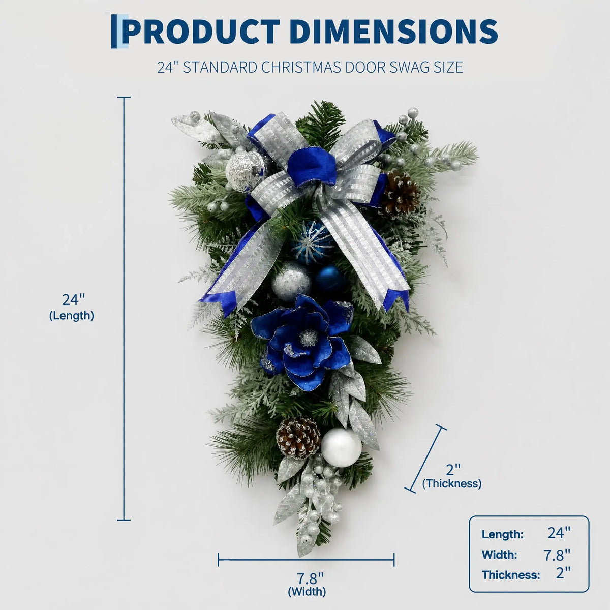 HiMISS Pre Lit Christmas Teardrop Swag With LED Lights Timer