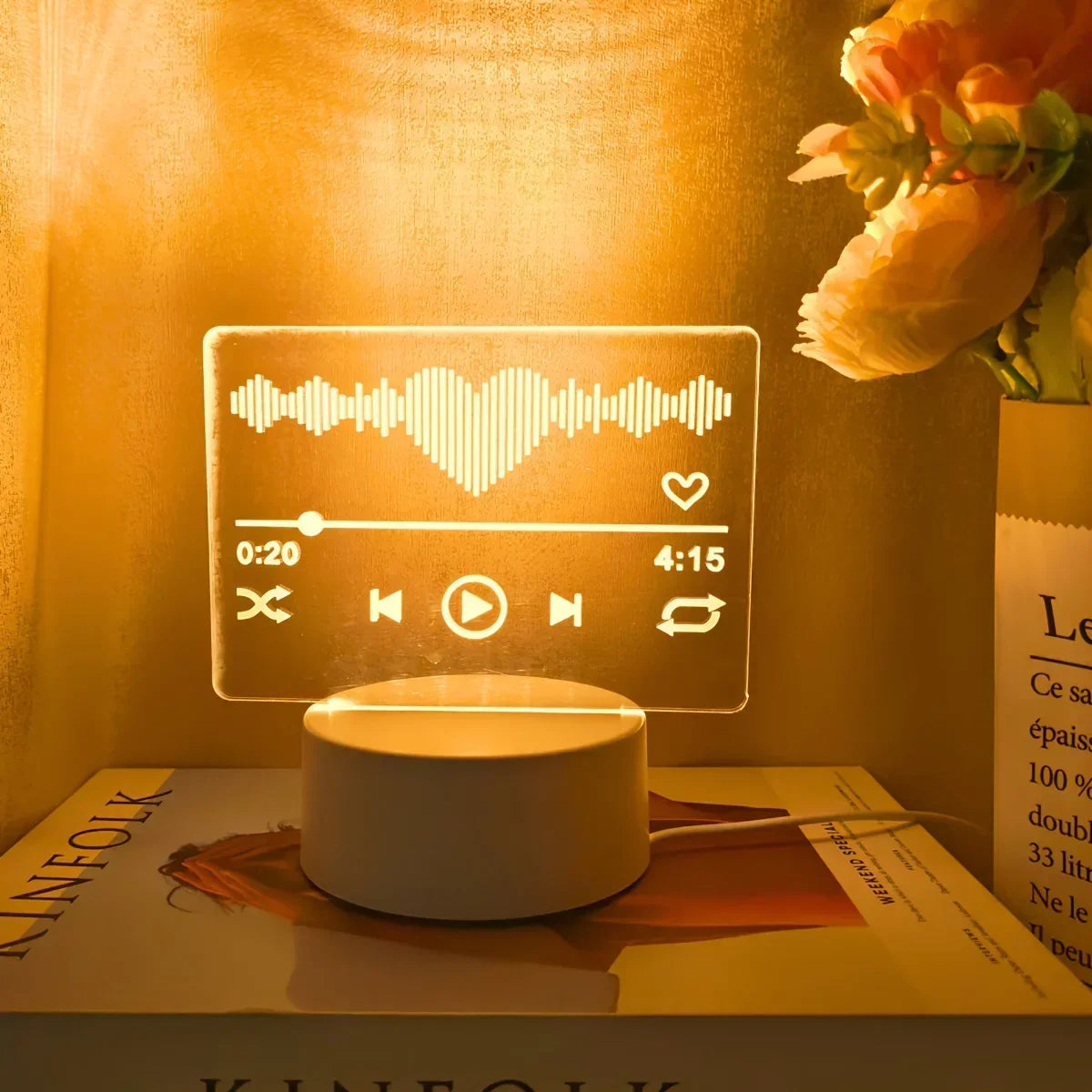 Heart Sound Wave Acrylic Music Player Led Night Light
