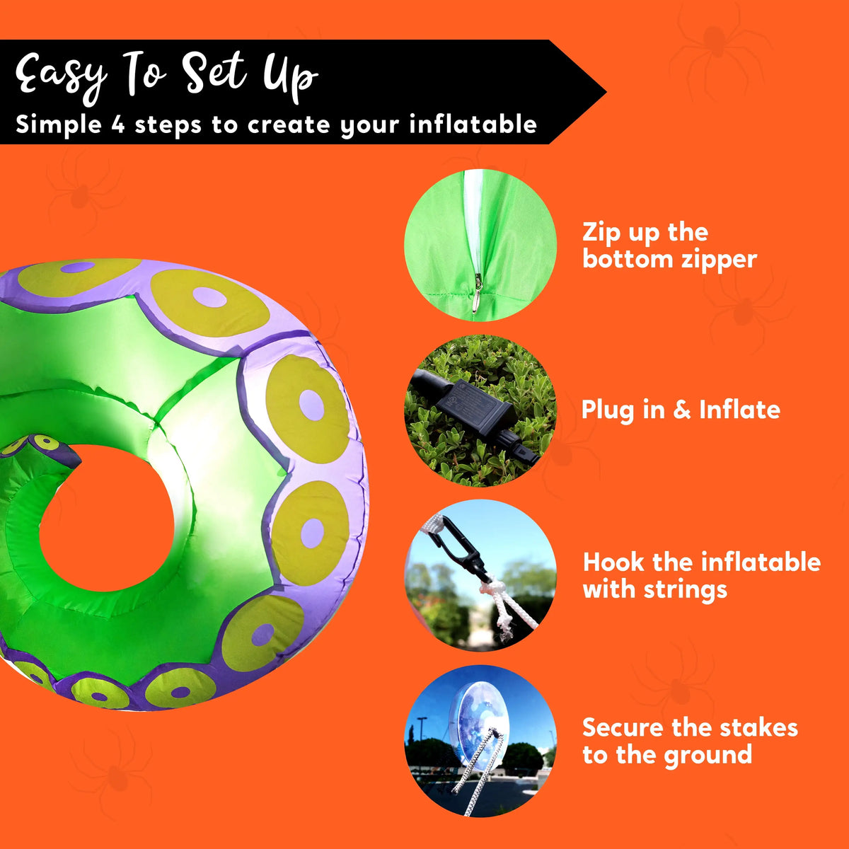 Joyfy Halloween Inflatable Octopus Tentacles With LED Window Decor