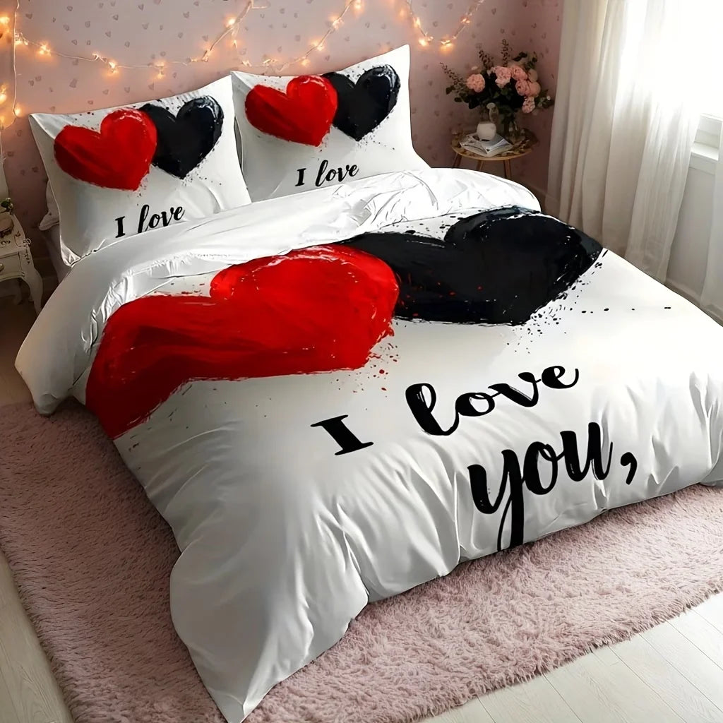 YHXSLYCN Three Piece Duvet Cover Set With Letter Print