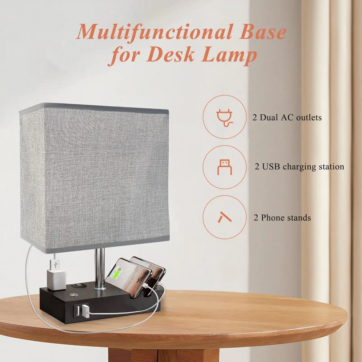 SZRSTH Bedside Lamp With Dual USB Ports And Dimmable LED
