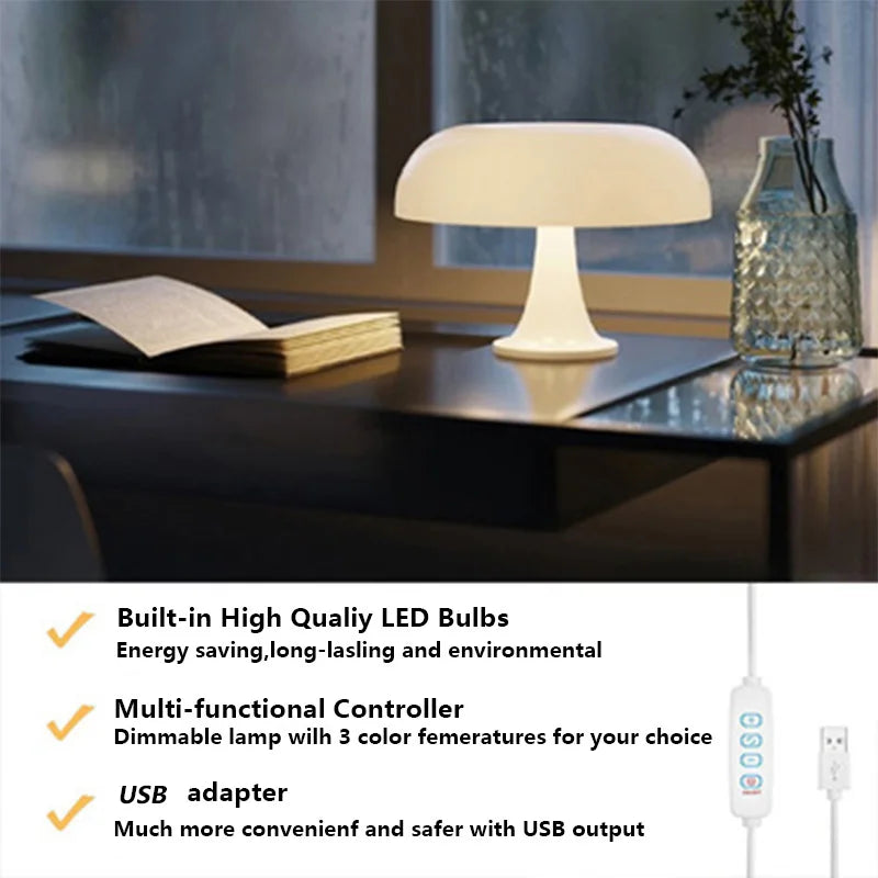 Mushroom Lamp Modern Desk Lighting For Bedroom And Living Room
