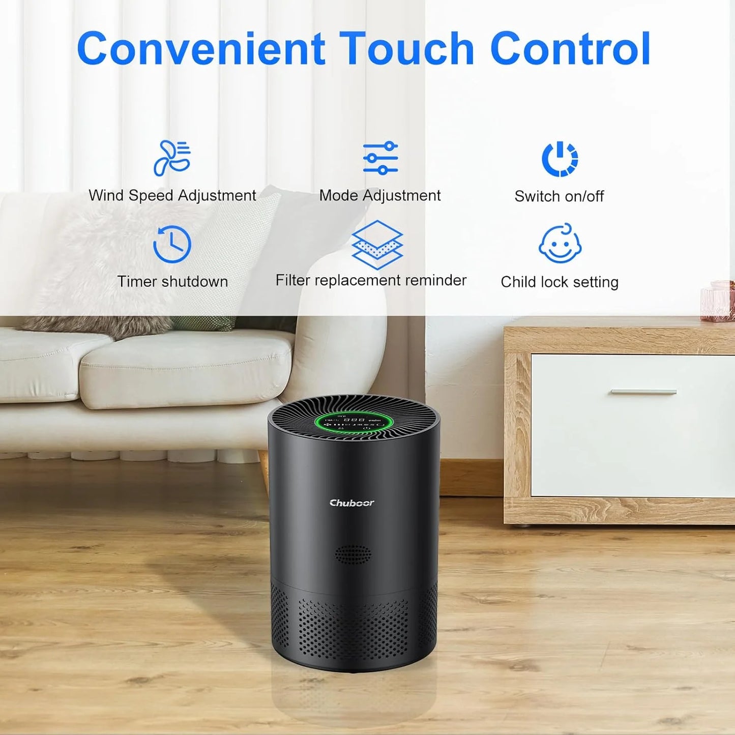 Chuboor H13 True HEPA Air Purifier for Home and Kitchen