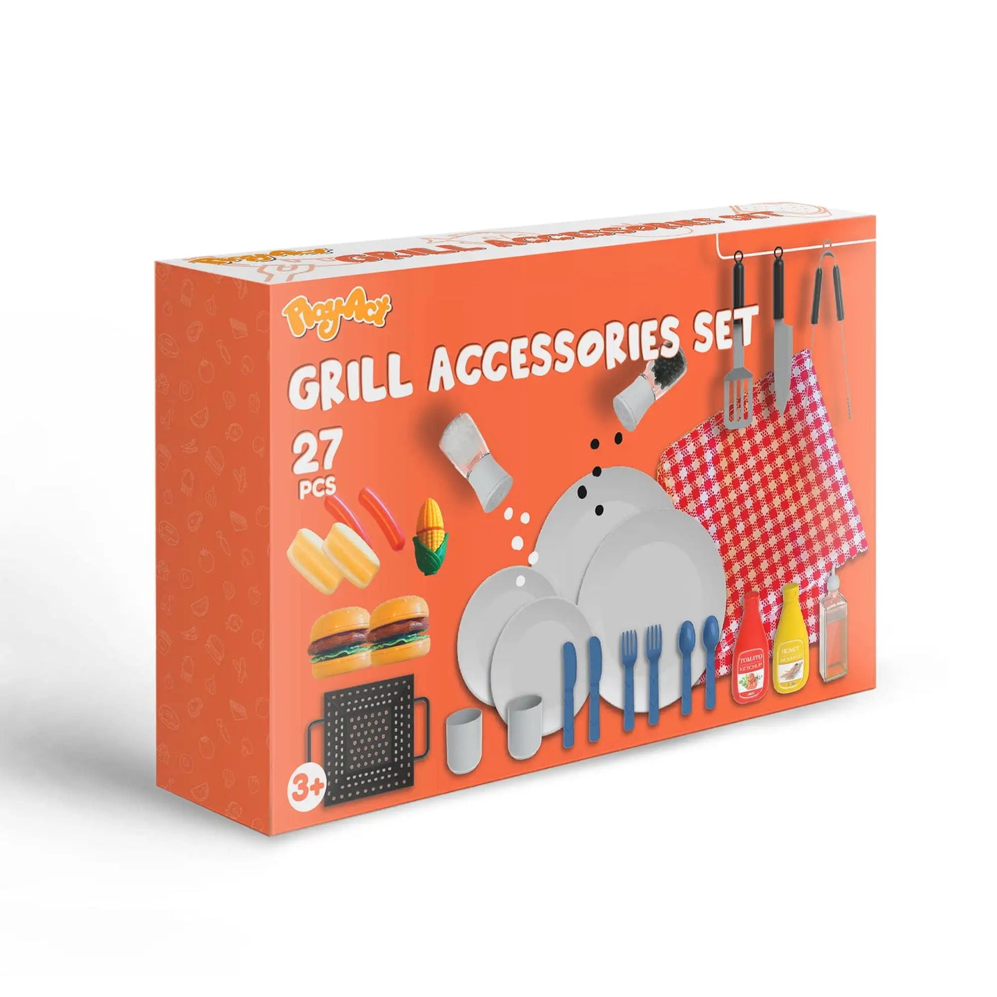 Joyfy Kids Kitchen Playset BBQ Grill Pretend Food Set