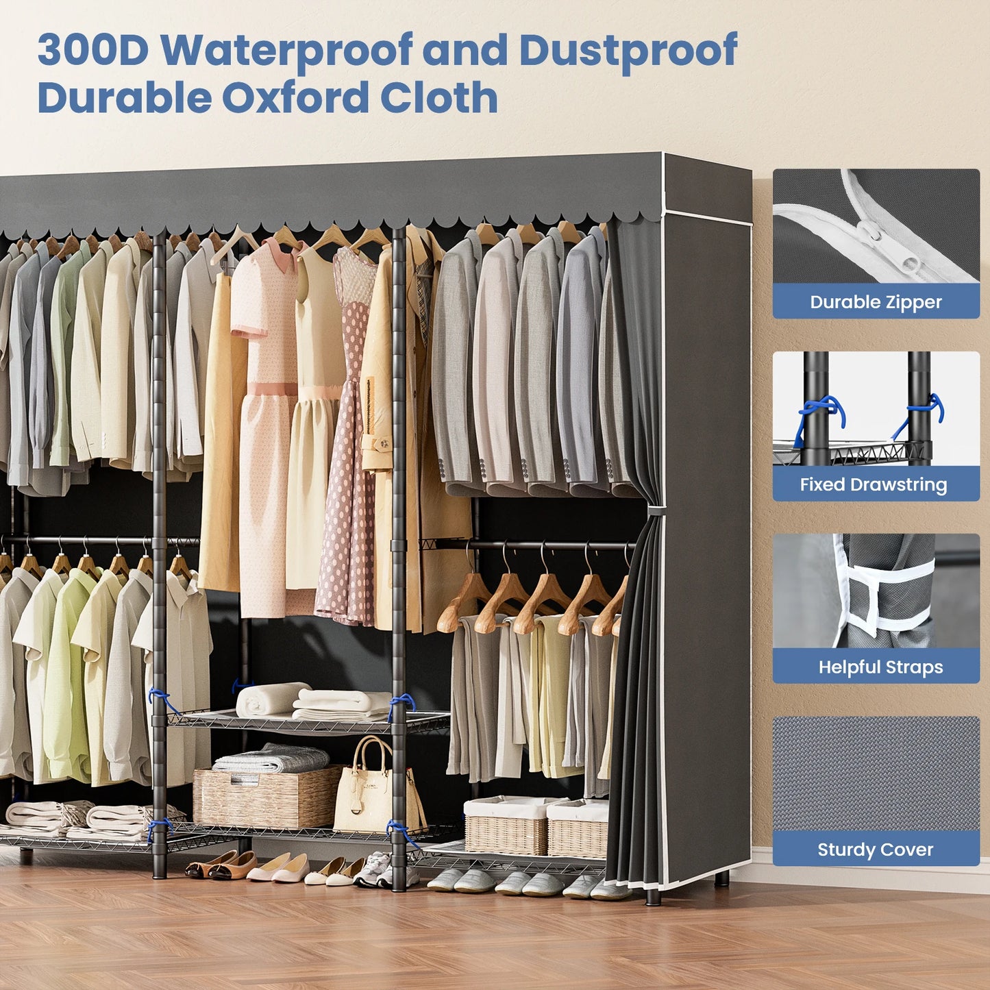 Freestanding Clothes Rack Organizer for Wardrobe Storage