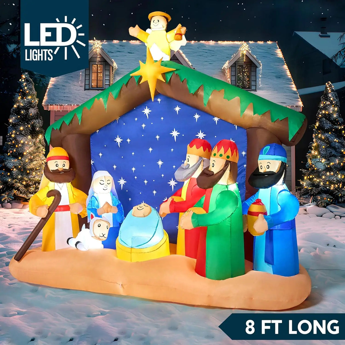 Joyfy Christmas Inflatable Nativity Scene With LED Yard Decor
