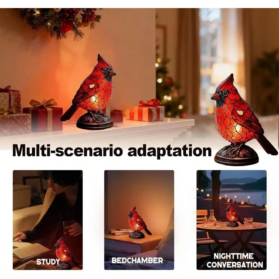 Resin Cardinal Bird Night Light Decorative Desk Lamp for Home