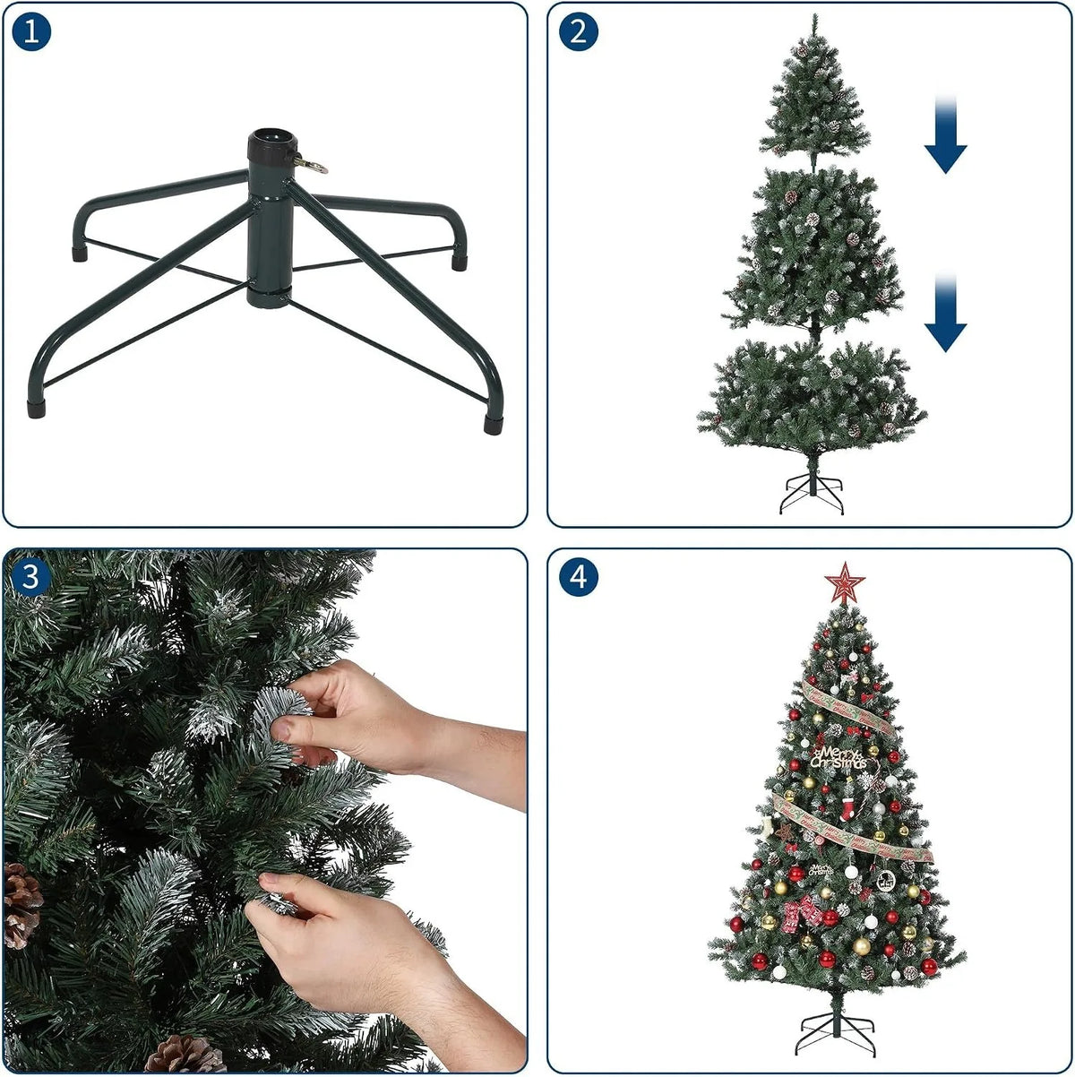 Pre Lit Snow Flocked Pencil Spruce Artificial Christmas Tree