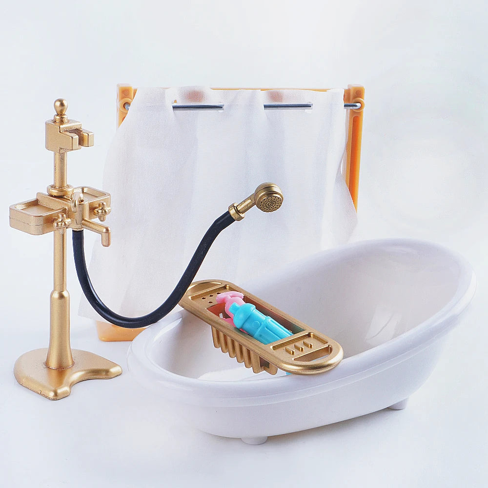 SENGTONGLE-T03 Bathroom Set Dollhouse Miniature Bathtub Accessories