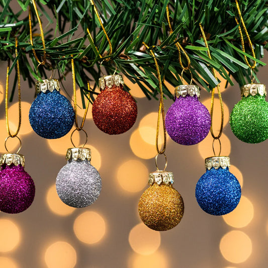 Joyfy Glitter Glass Christmas Ball Ornaments Set For Tree Decor
