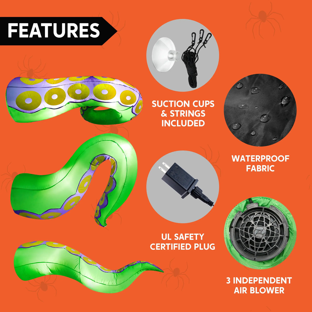 Joyfy Halloween Inflatable Octopus Tentacles With LED Window Decor