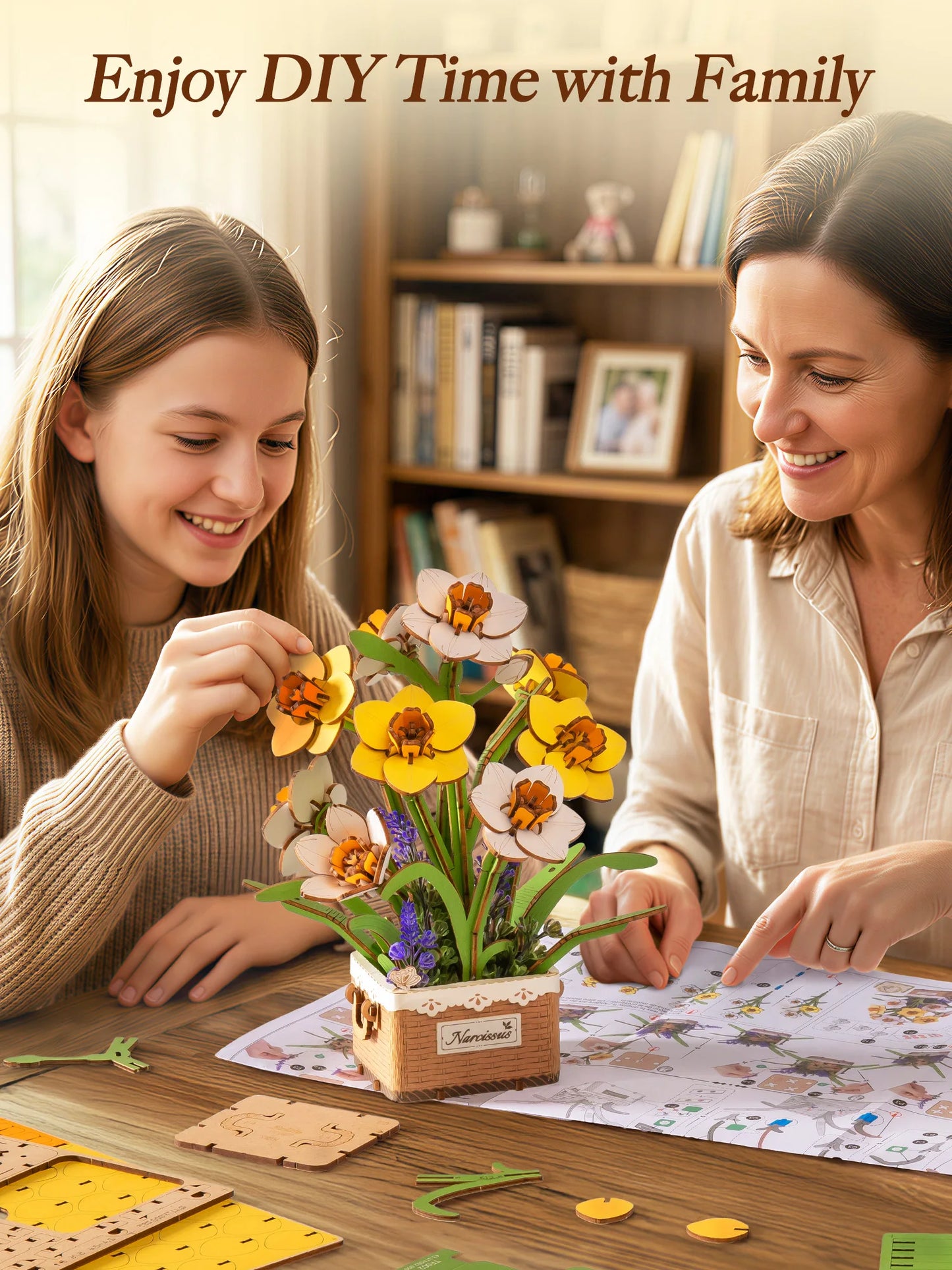 Rolife Narcissus Wooden Puzzle Bouquet Kit For Home Decor