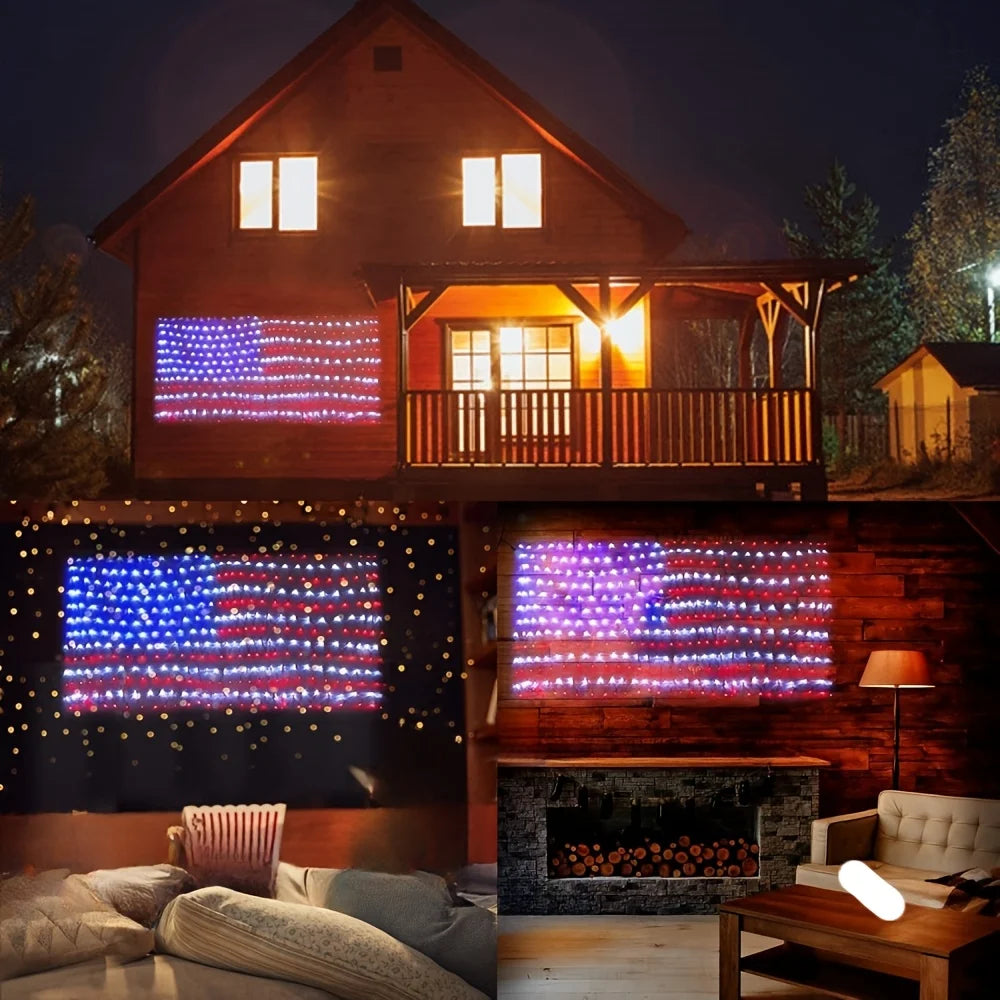 American Flag Net Light 416 LED String Lights For Independence