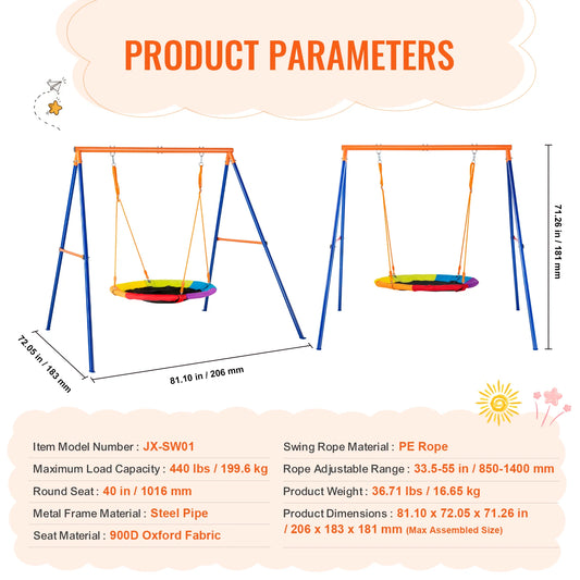SucceBuy Backyard Swing Set With 600 Lbs Capacity And Swings