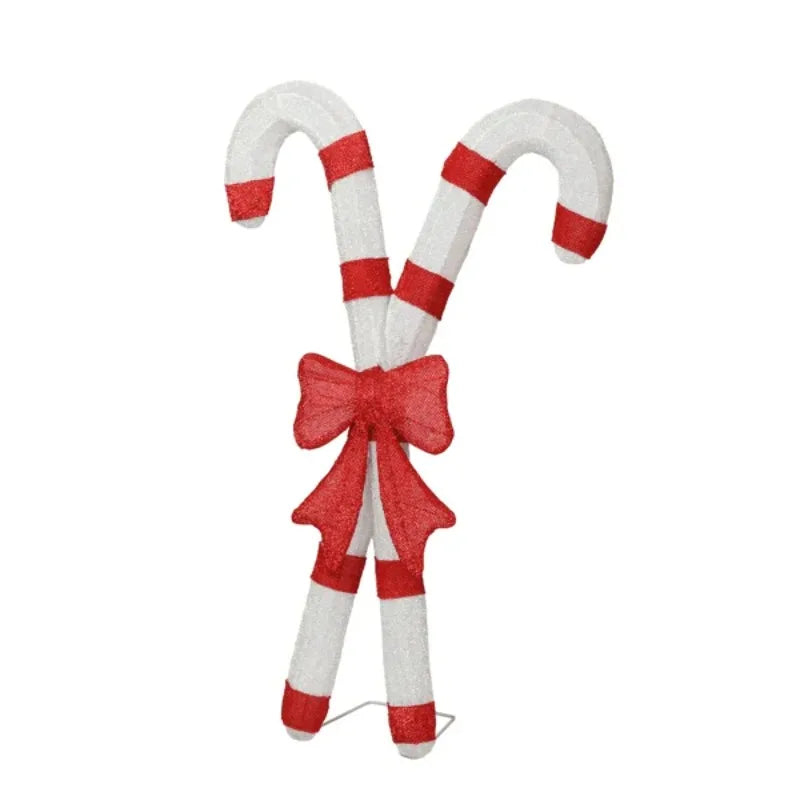 Lighted Candy Cane And Bow Christmas Decorations For Holiday Displays