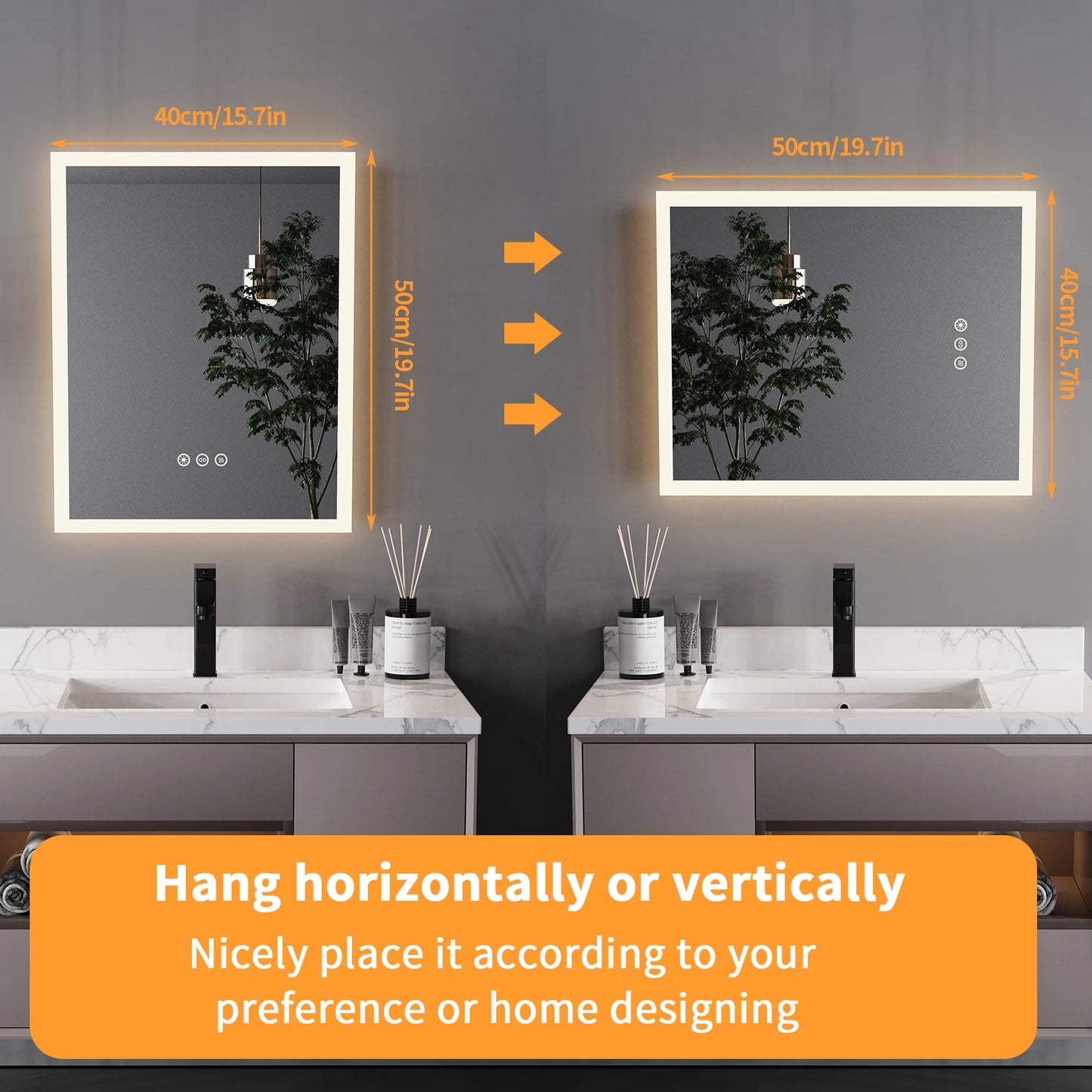 LED Vanity Mirror Illuminated Anti Fog Bathroom Wall Mount