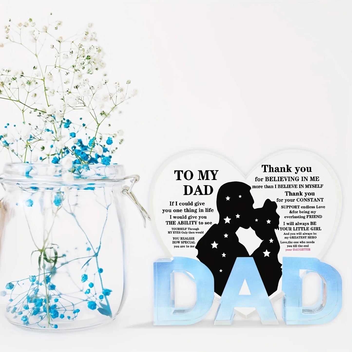 Thank You Dad Acrylic Heart Plaque Gifts From Daughter