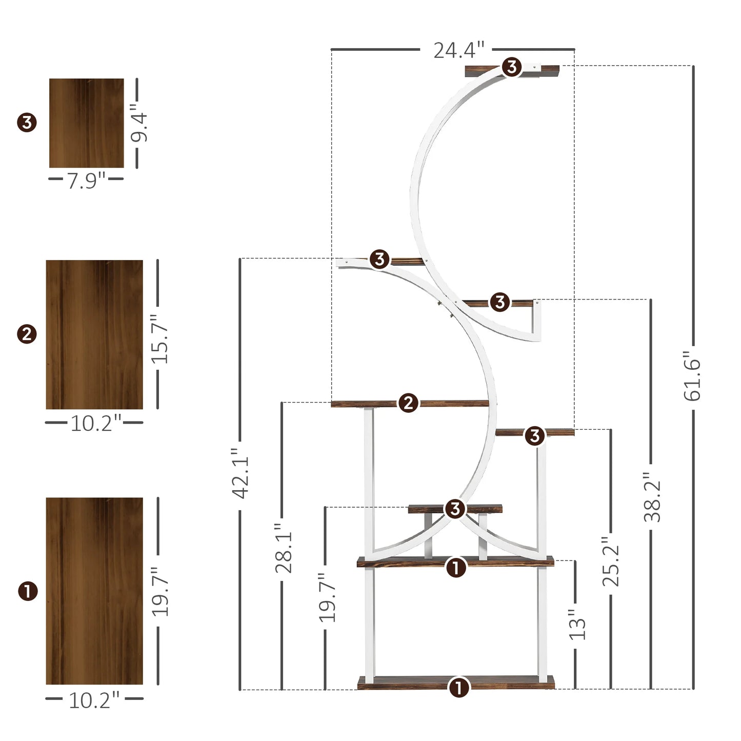 S-Shaped Eight-Tier Indoor Plant Stand Carbonized Finish
