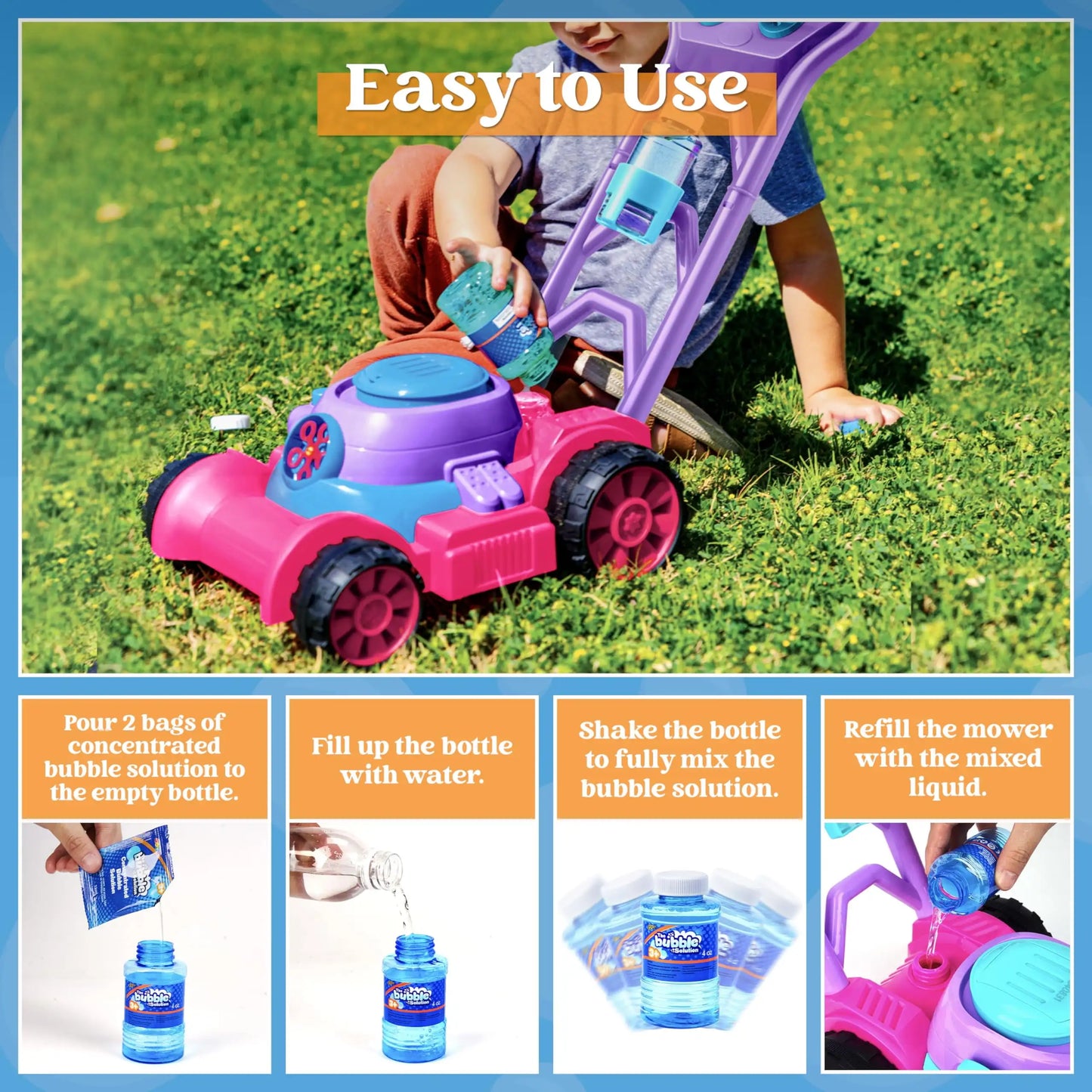 Joyfy Bubble Lawn Mower Bubble Machine For Kids Outdoor Toy