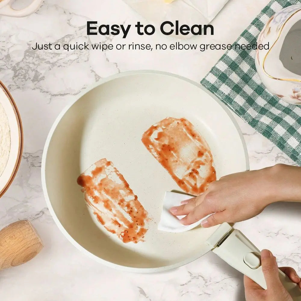 Ceramic Nonstick Pots and Pans Set with Removable Handles Induction Compatible