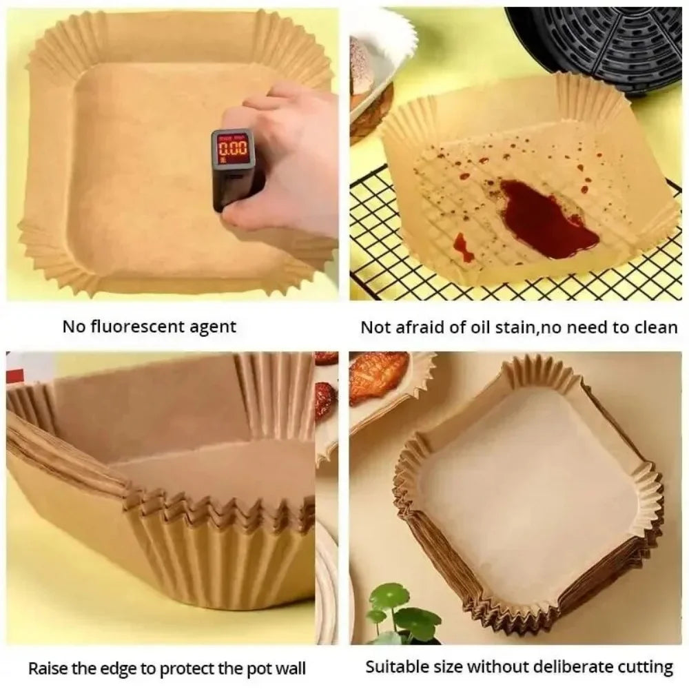 Disposable Air Fryer Paper Molds For Pastry And BBQ Nonstick Pad