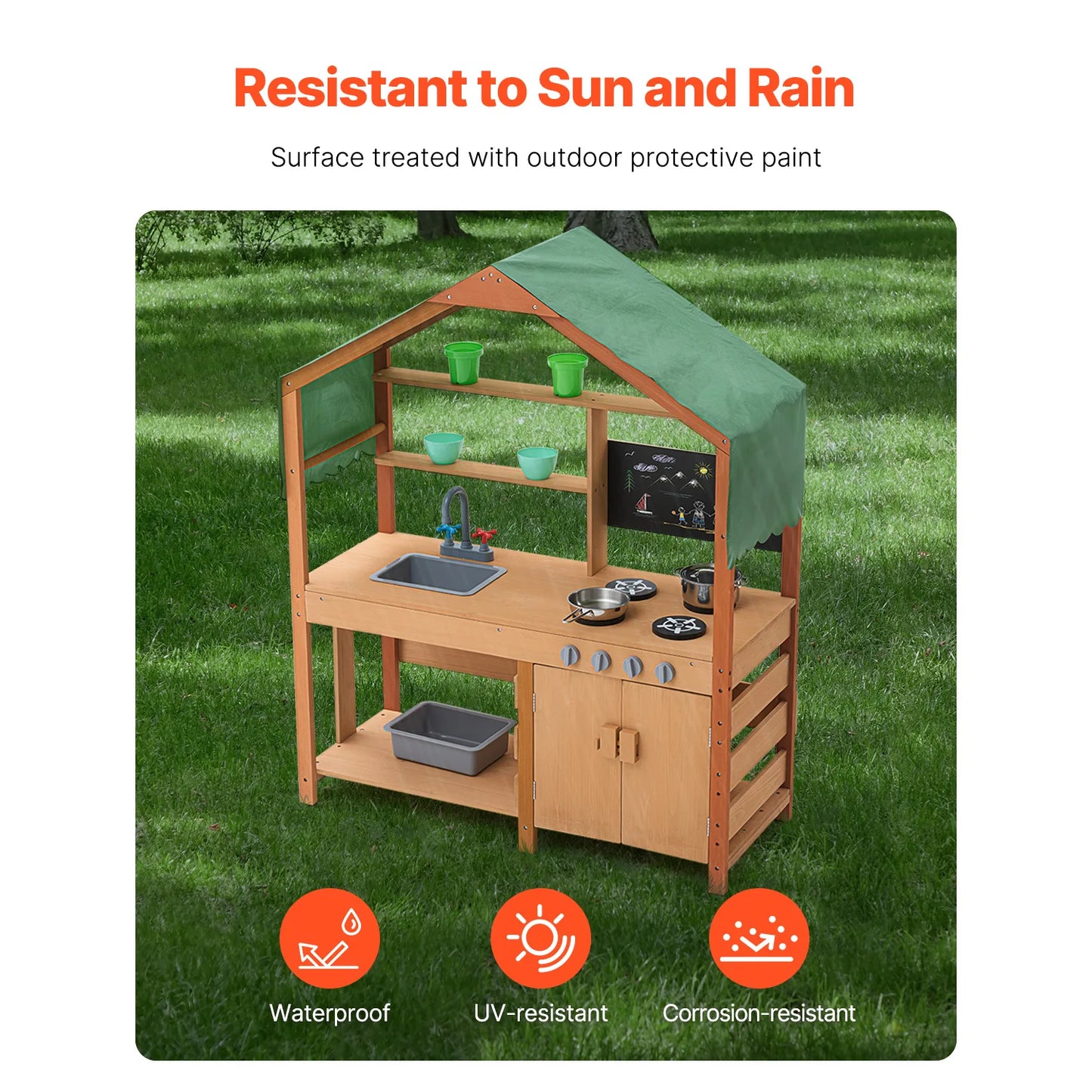 SucceBuy Mud Kitchen Playset With Stoves And Faucet For Kids