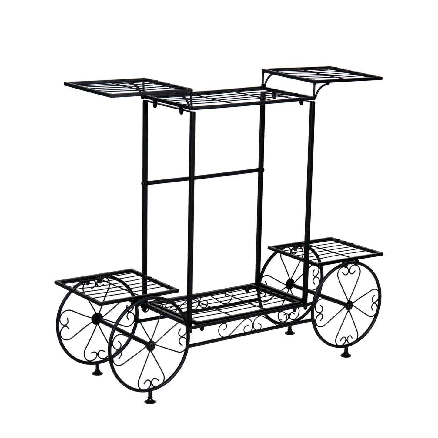 Wisfor Garden Cart Stand Flower Pot Holder Rack Plant Stand