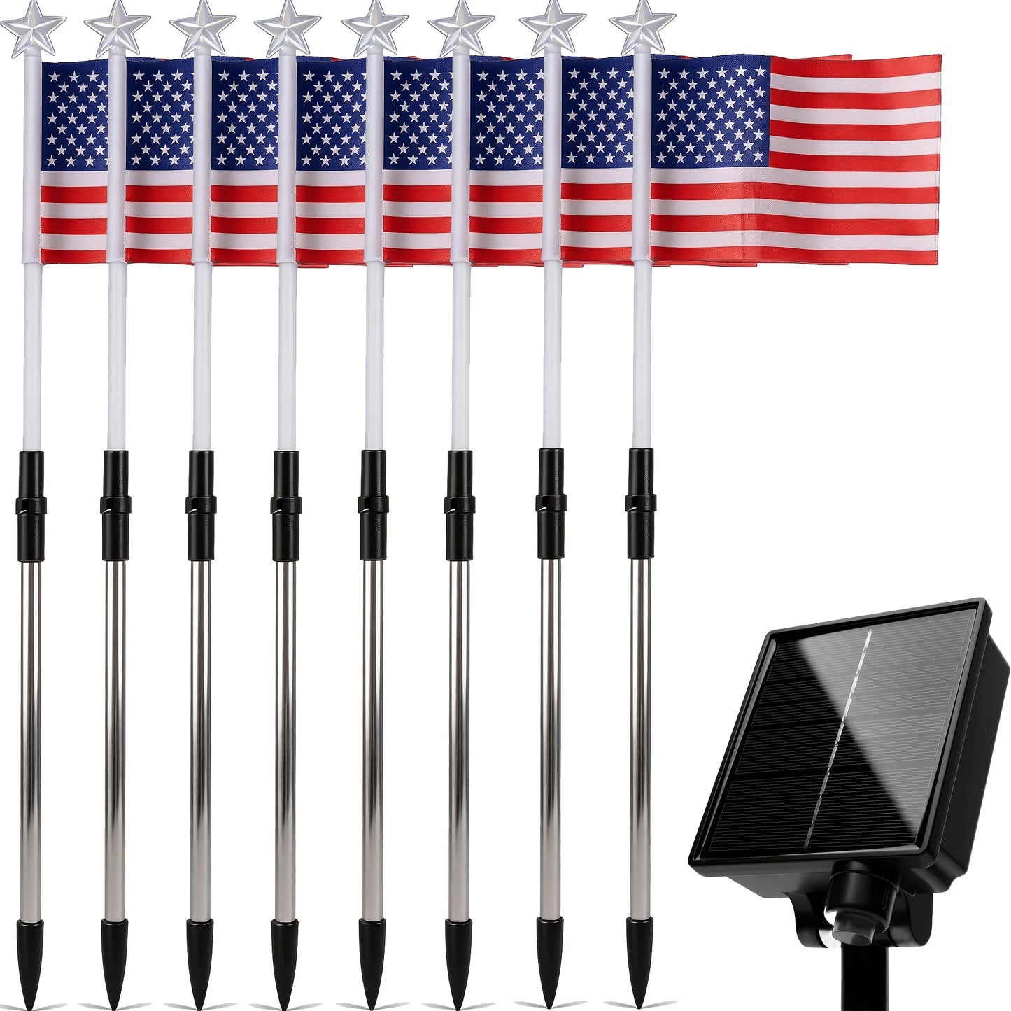 American Flag Solar Stake Lights Outdoor Decor For Independence Day