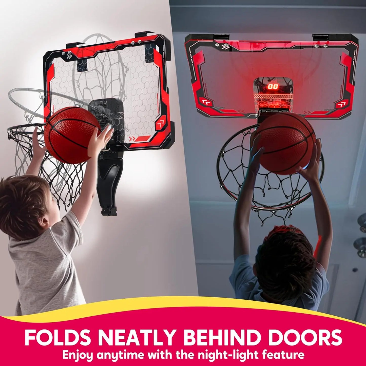 Joyfy Over The Door Mini Indoor Basketball Hoop With Scoreboard