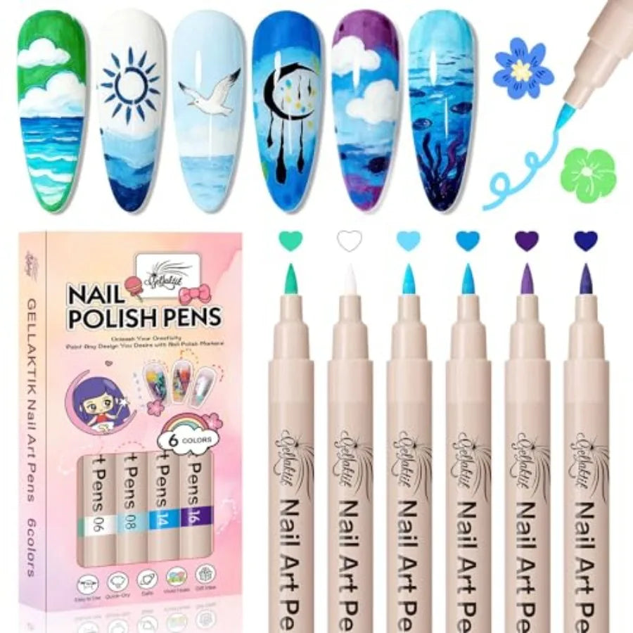 12 Colors Nail Art Pens Set 0.7mm Quick Drying Acrylic Markers For DIY