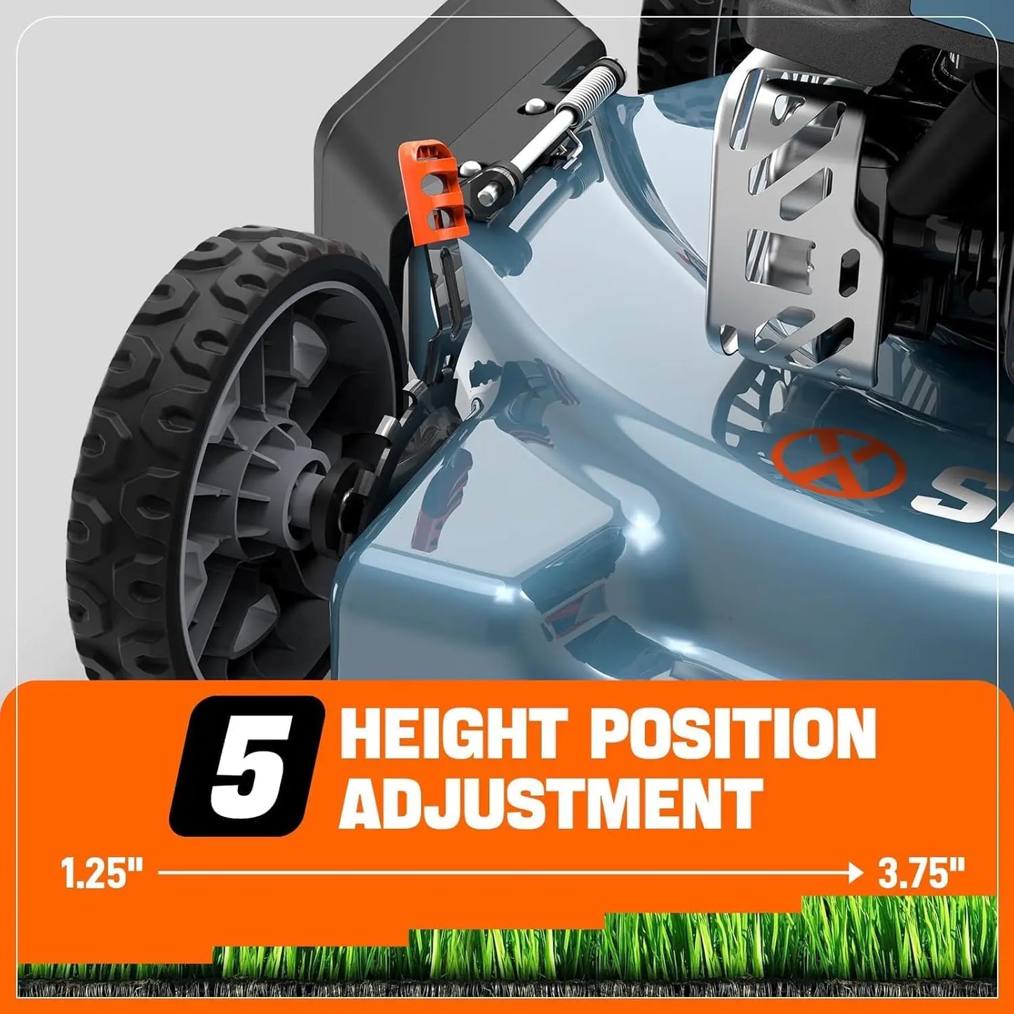 Gas Powered 144cc Lawn Mower With Side Discharge Height Adjustment