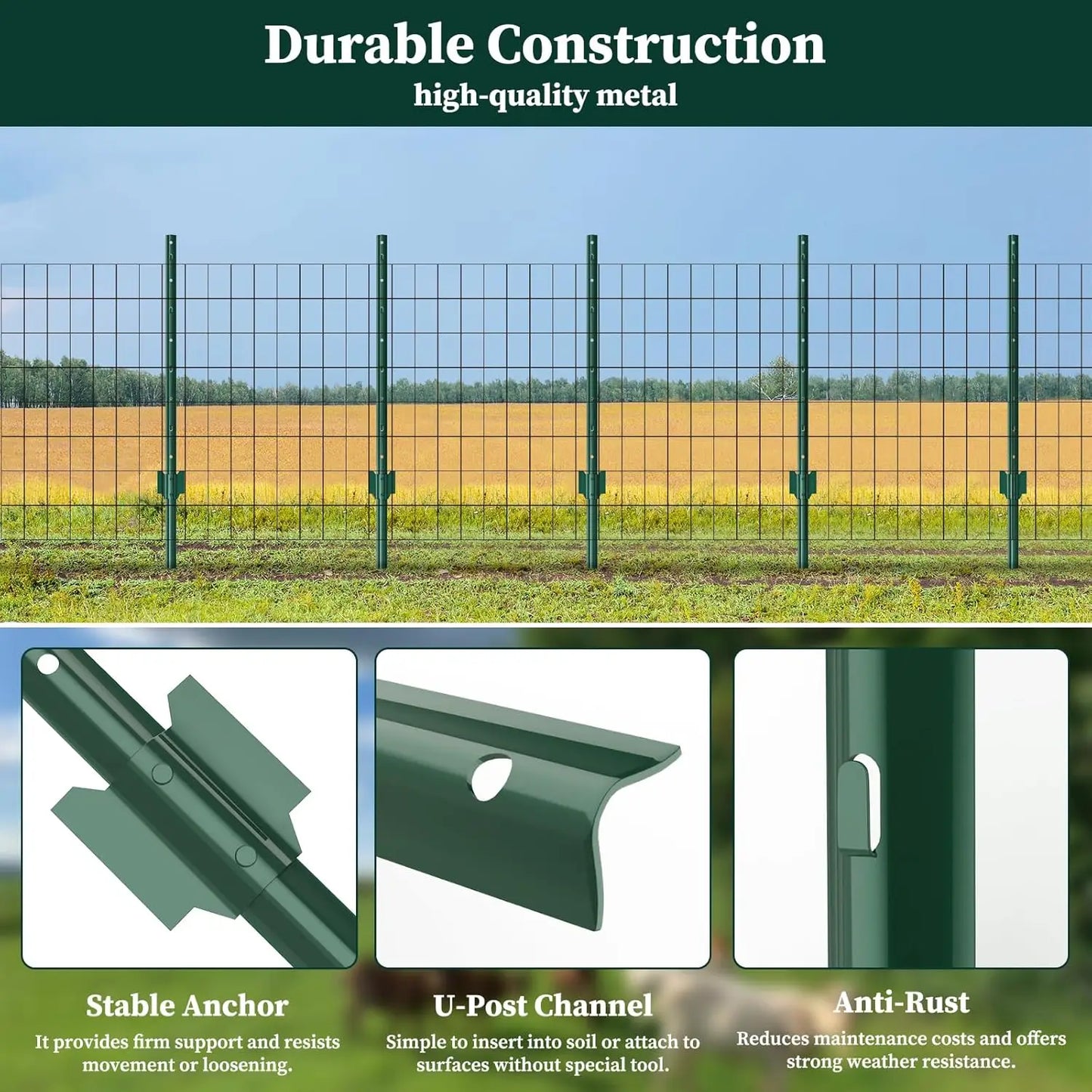 Heavy Duty Metal UPost Fence Stakes For Wire Fencing Anchors