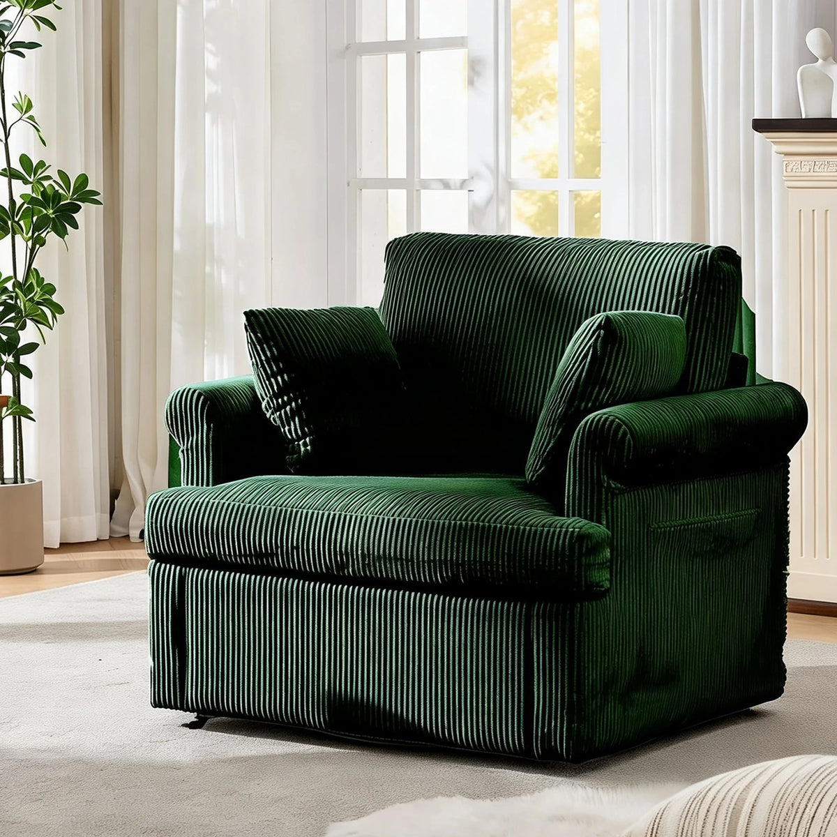 HiMISS Swivel Accent Chair With Pillows And Storage Pockets