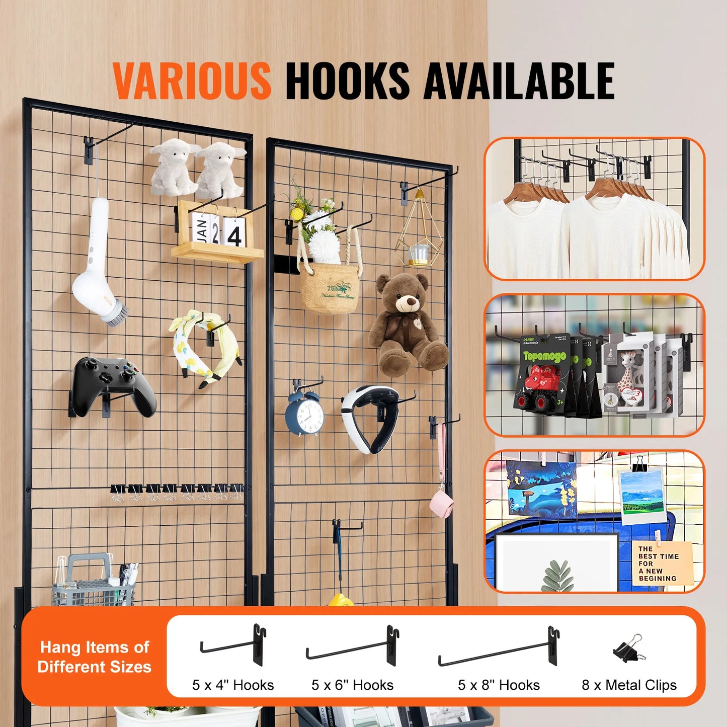 SucceBuy Grid Wall Panels Double Side Wire Gridwall Display Racks