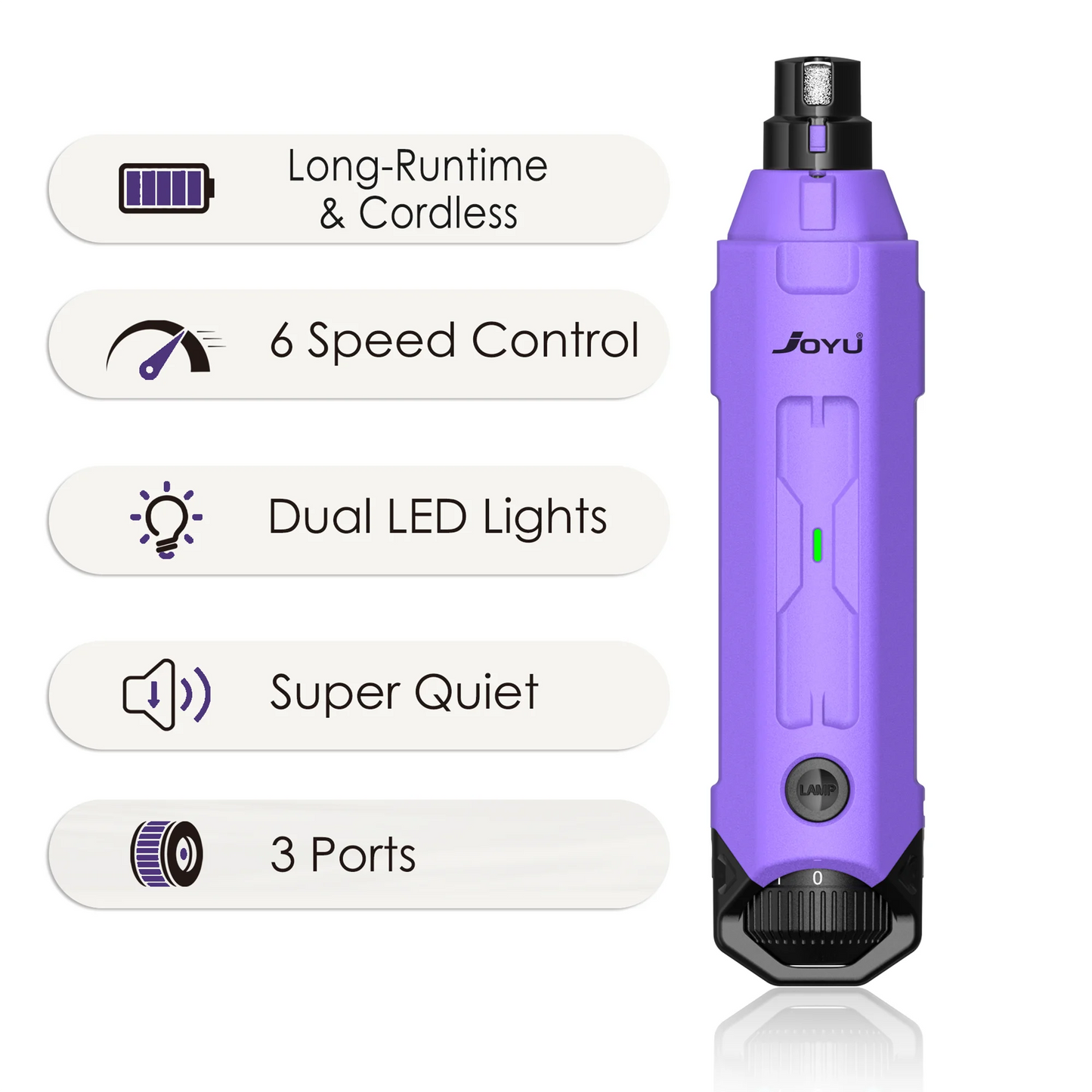 JOYU 6 Speed Dog Nail Grinder Quiet Rechargeable Trimmer