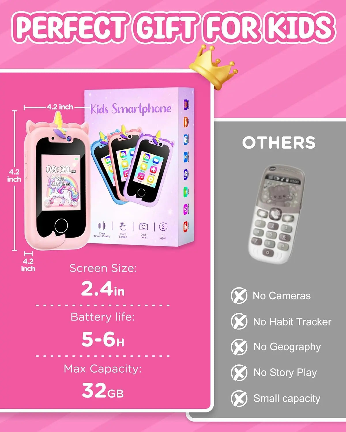 Kids Smart Phone Toy for Girls Learning Play Cell Phone