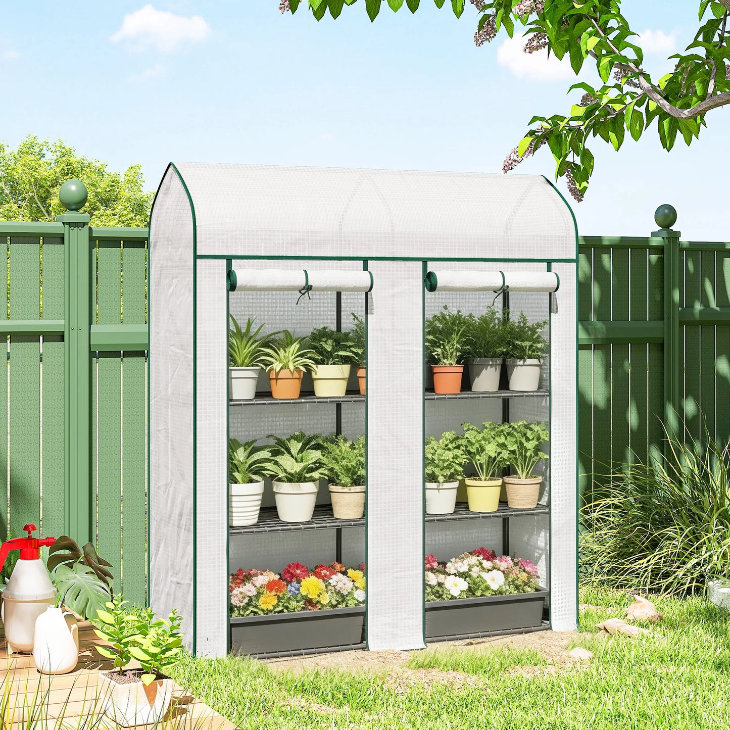 Three Tier Mini Greenhouse for Seed Trays and Pots Portable