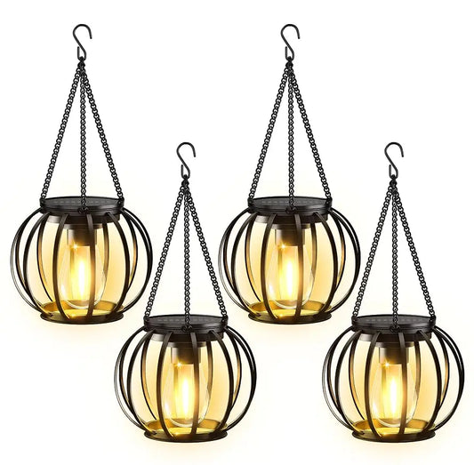 KPSTEK Outdoor Solar Lanterns Metal Auto On Off Hanging Lamp