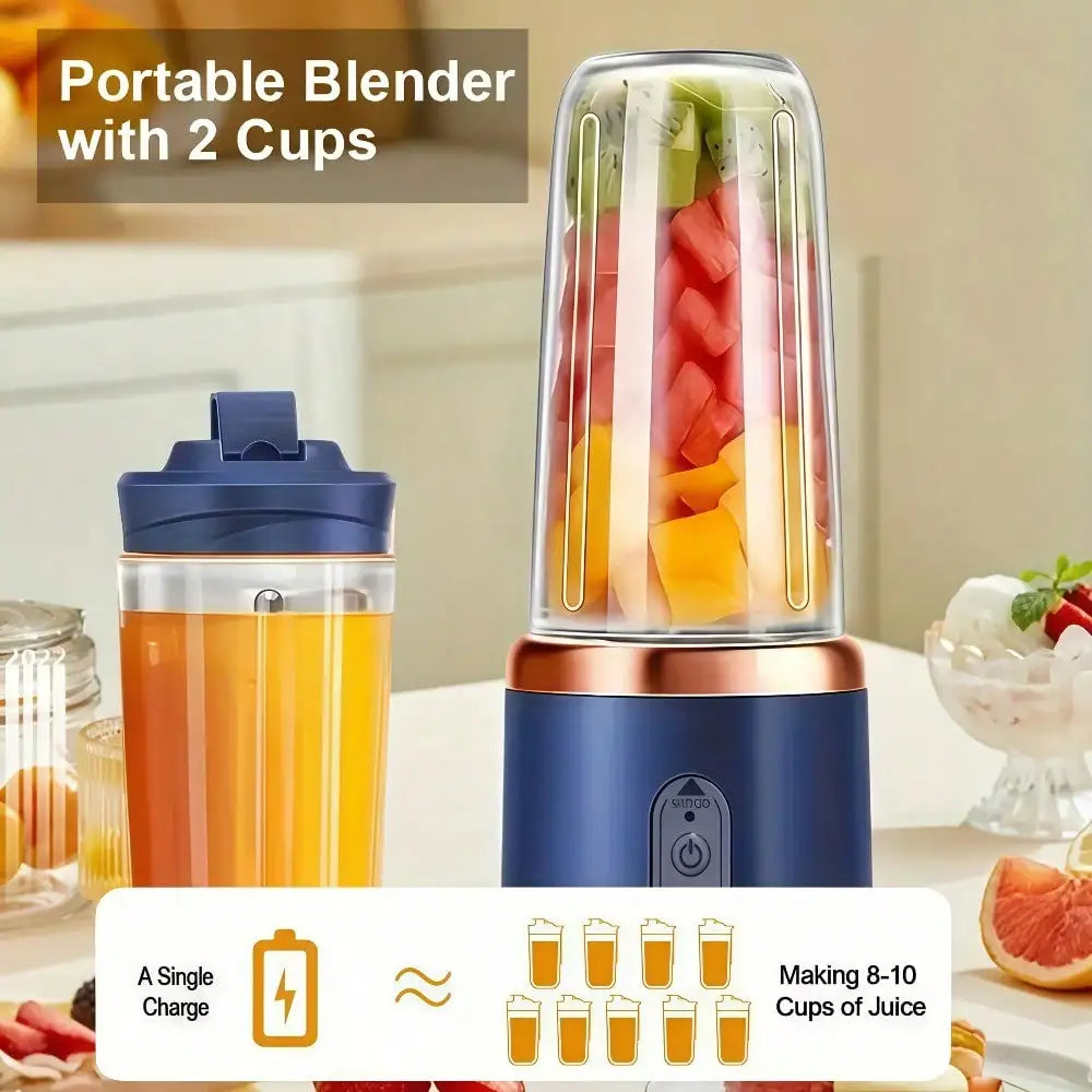 Portable USB Juicer Dual Cups Detachable Easy Clean Blender