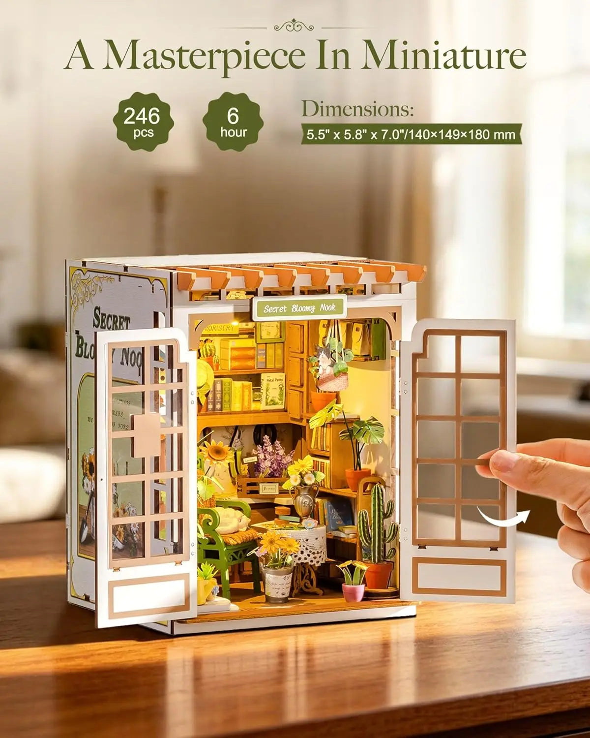 Rolife Secret Bloomy Nook DIY Book Kit Wooden Dollhouse