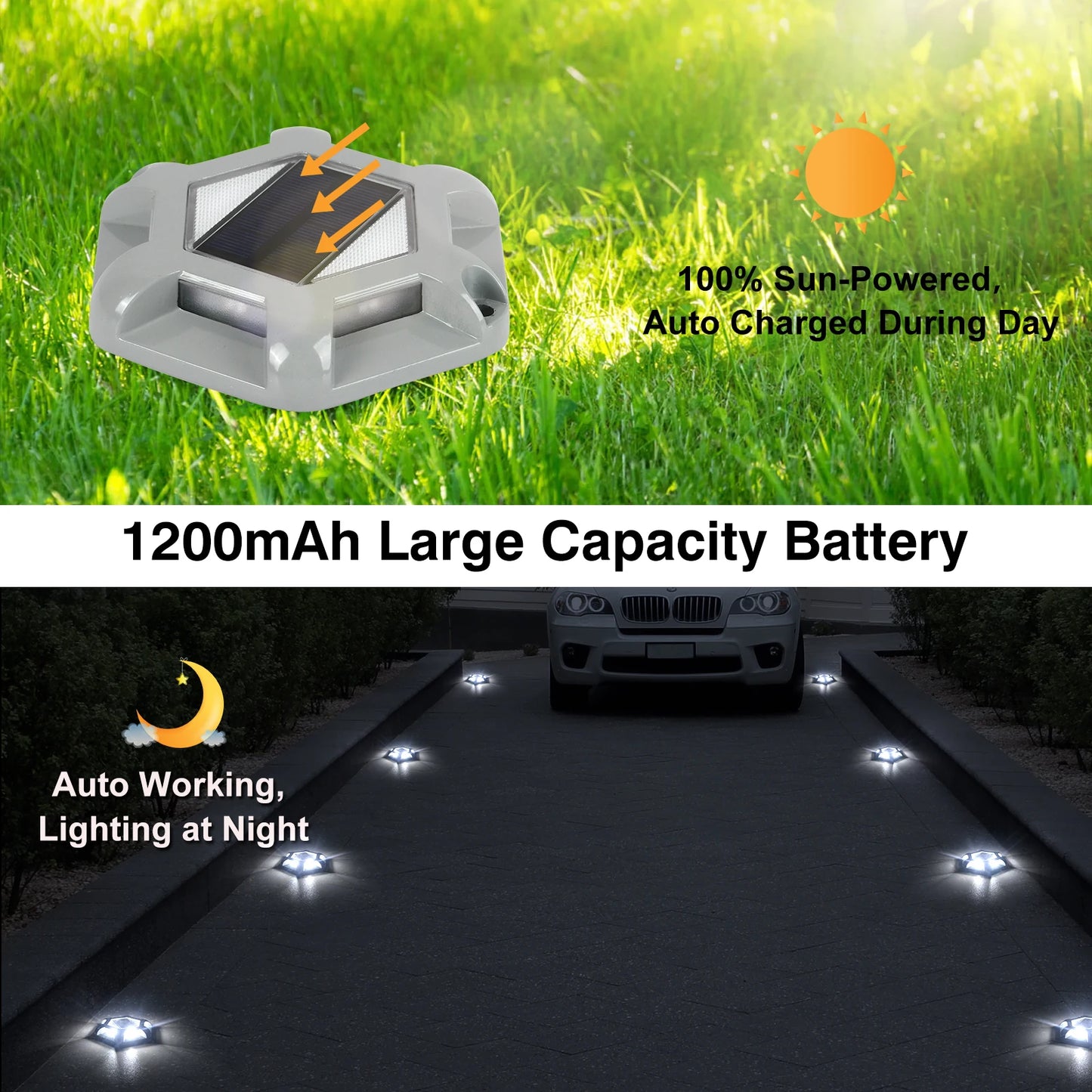 T-SUNRISE 4 Pack Solar Driveway Lights Outdoor Aluminum IP65