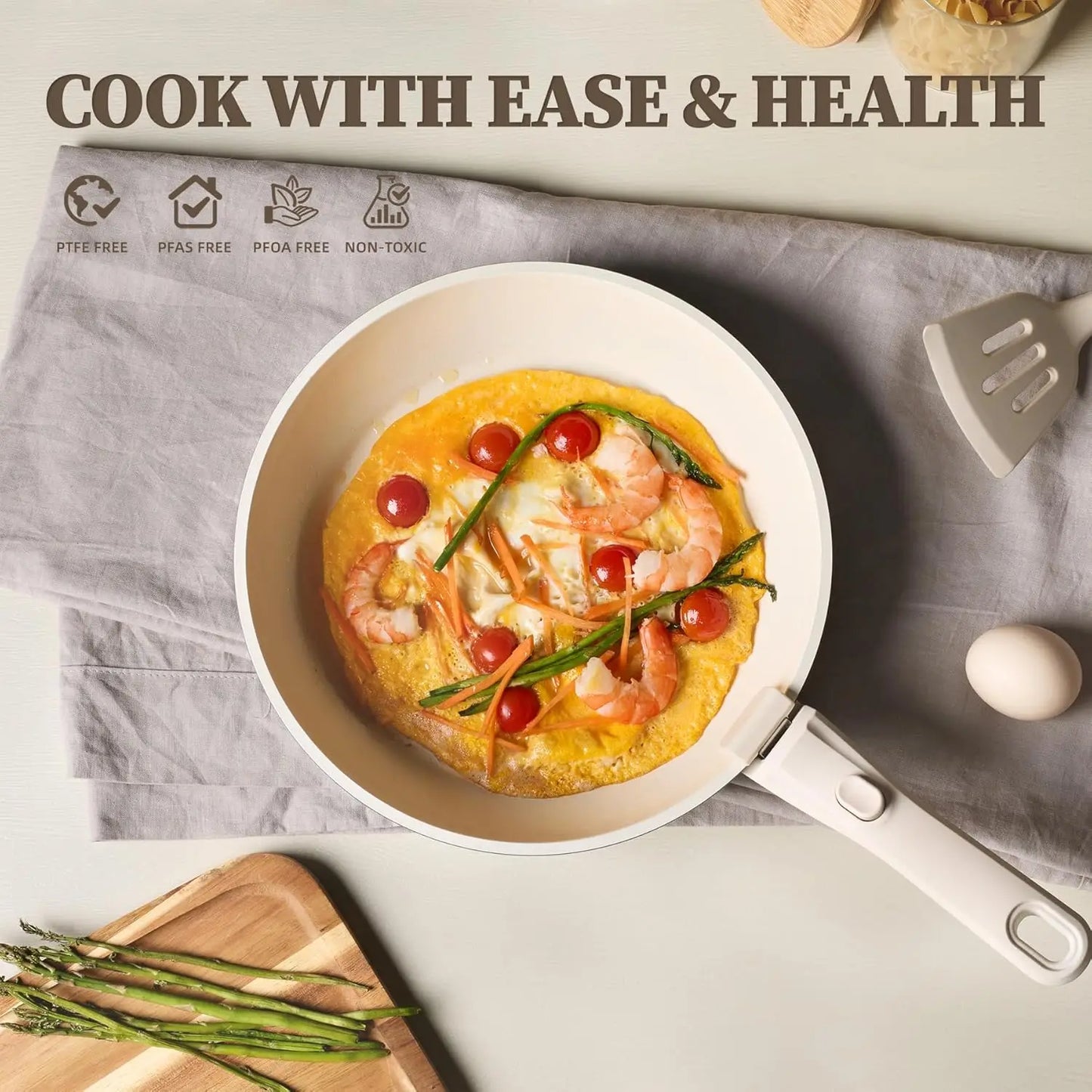 Ceramic Cookware Set With Detachable Handle Nonstick Induction Dishwasher Safe