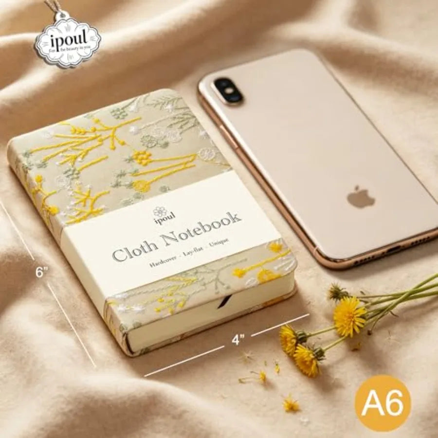 Embroidered Pocket Notebook for Women Hardcover 264 Pages
