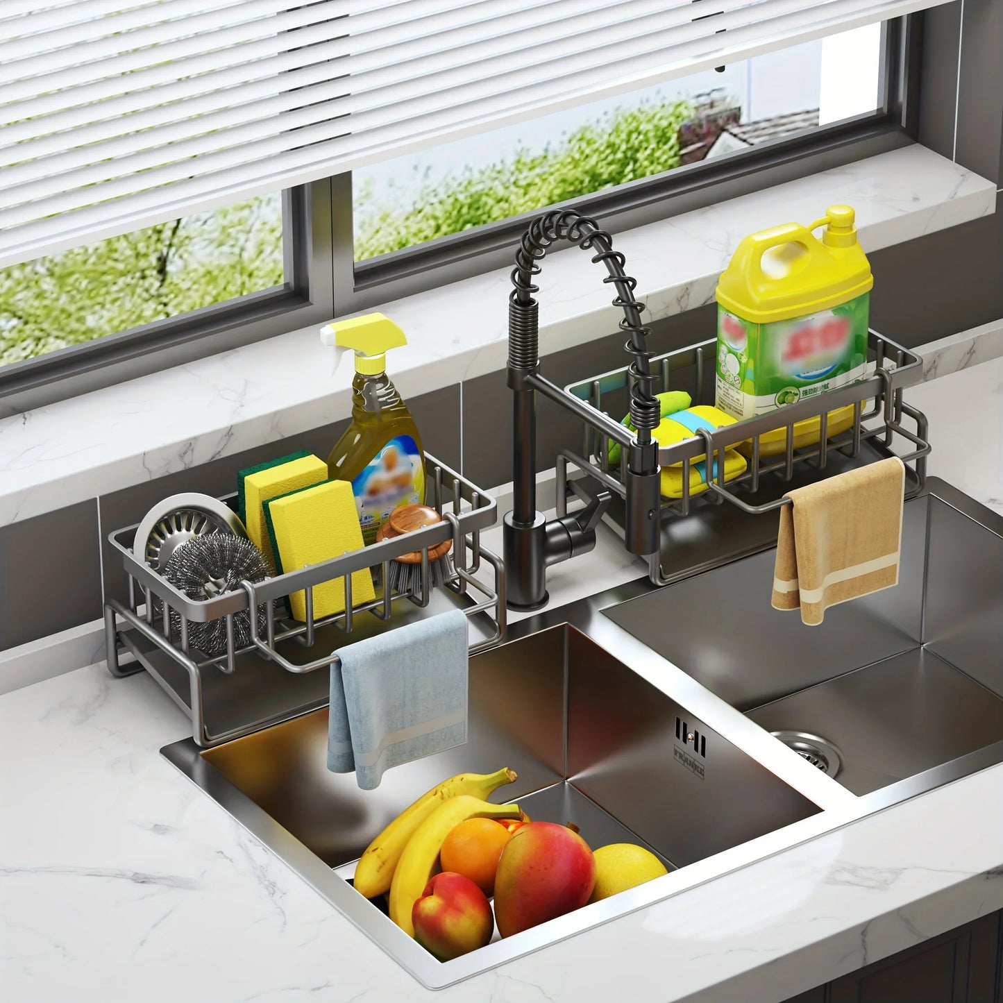 Stainless Steel Dish Rack Extendable Drainers With Cutlery Holder