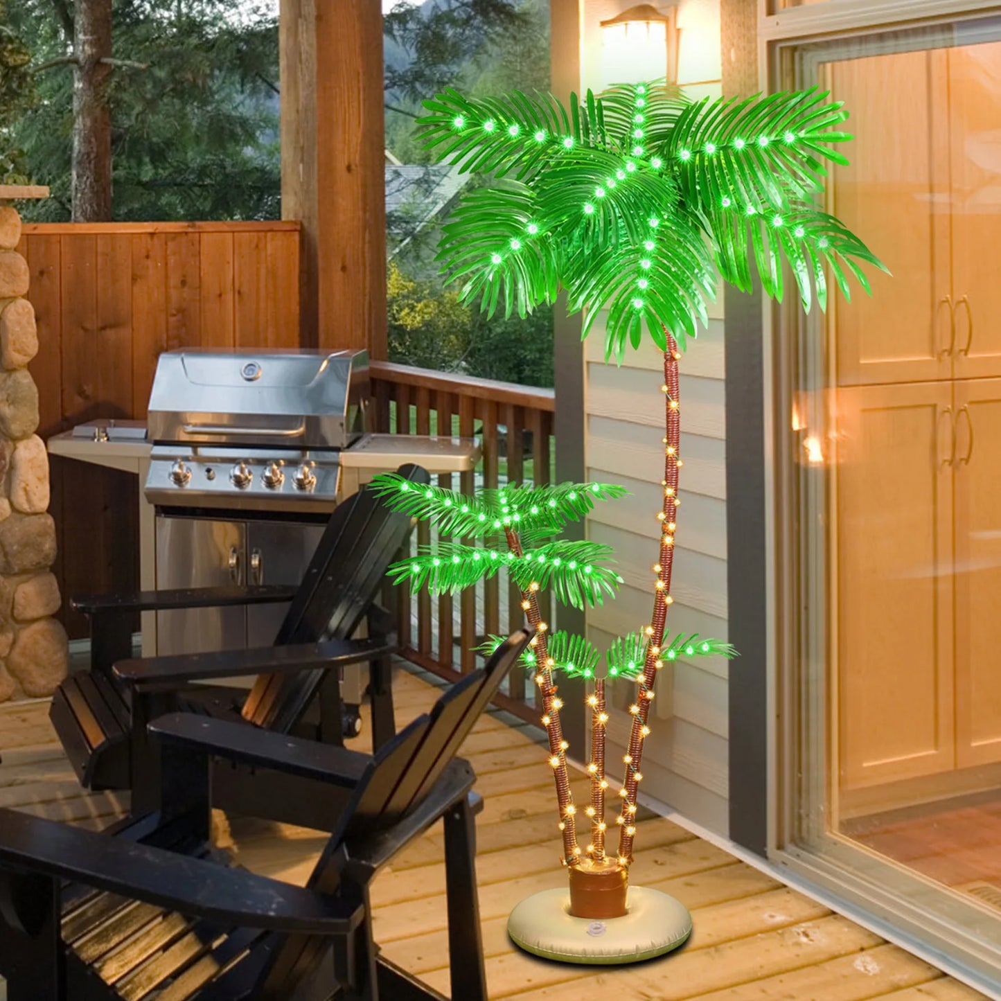 Solar Lighted Palm Tree Outdoor Christmas Decoration With 8 Modes