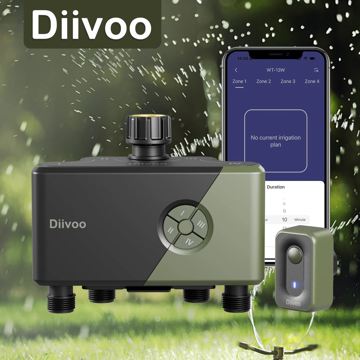 Diivoo Garden WiFi Water Timer Three Four Zones Irrigation Controller